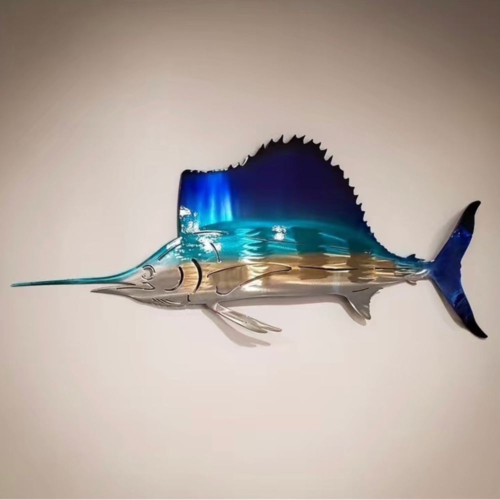 Metal Sword Fish Wall Art Decor